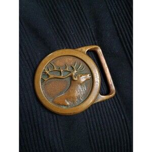 Vintage Tech Ether Guild Inc. 1978 Brass Elk  Buck Deer Belt Buckle Western
